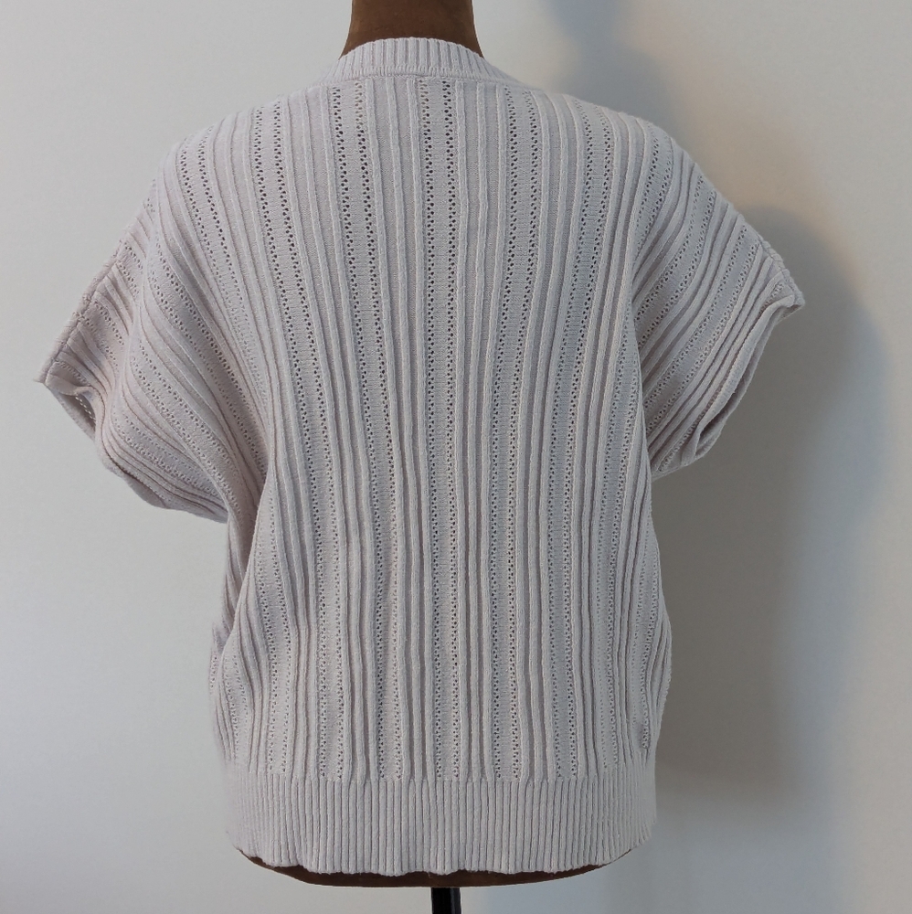 Elie Tahari Viscose Cable Knit Open Stitch Short Sleeve Oversized Sweater, Sz M - Picture 4 of 7